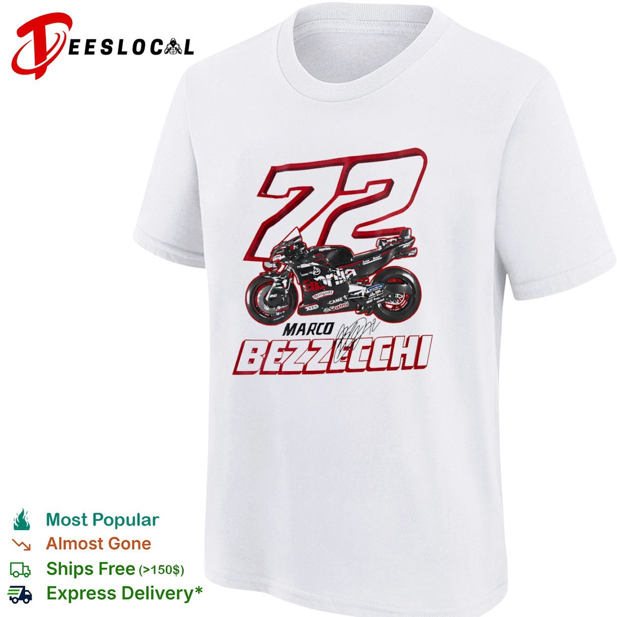 Marco Bezzecchi 72 Aprilia MotoGP Racing signature shirt