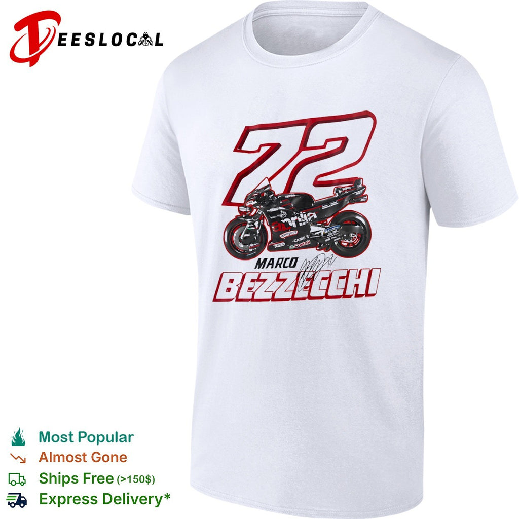 Marco Bezzecchi 72 Aprilia MotoGP Racing signature shirt