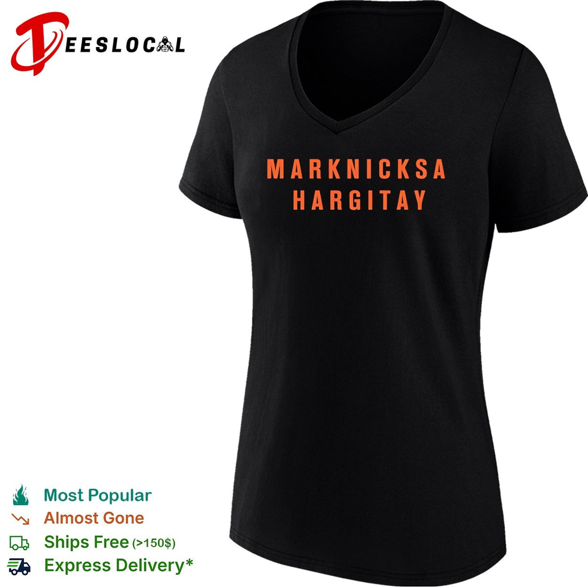 Marknicksa Hargitay Knicks wordplay typography shirt