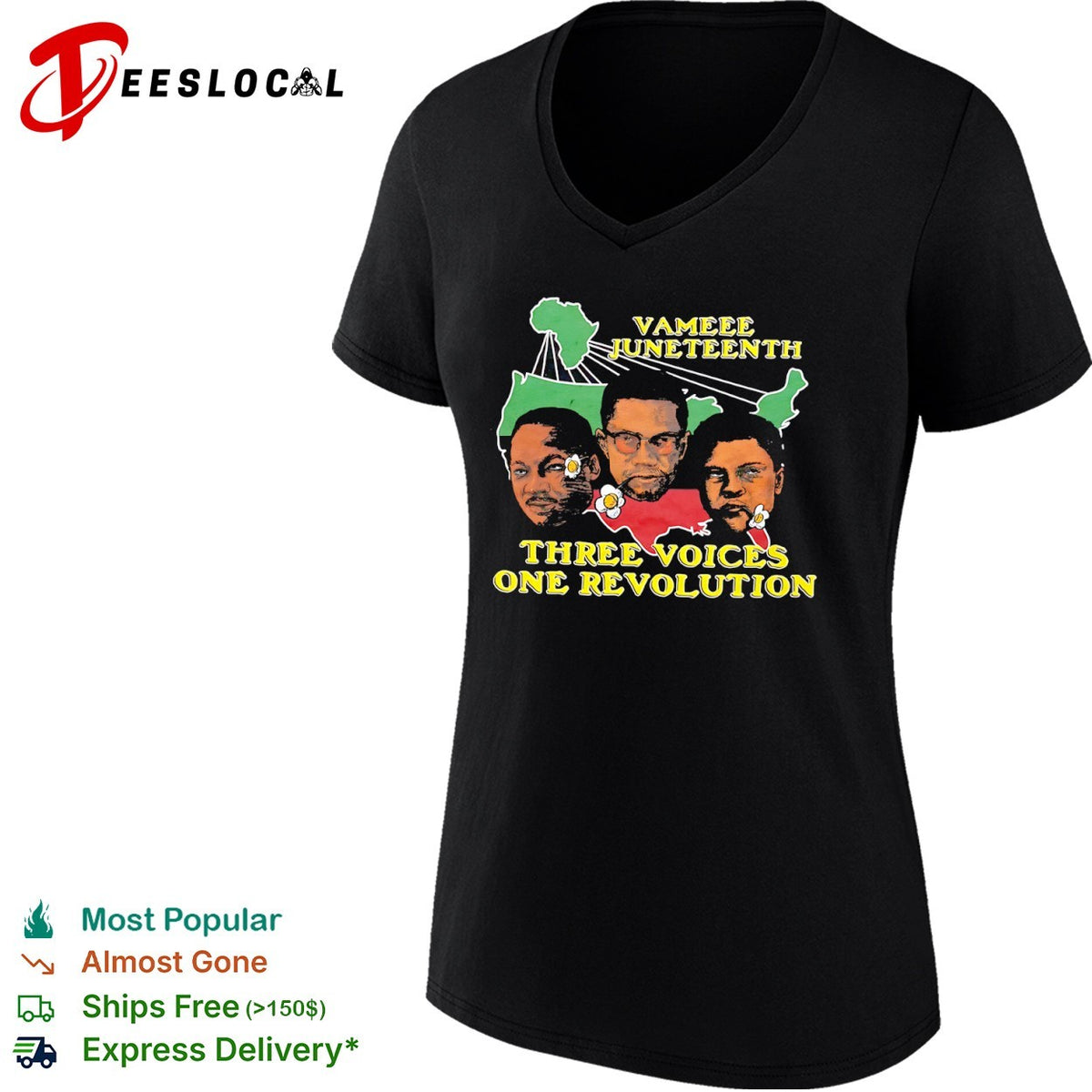 Martin Luther King Jr Malcolm X Muhammad Ali Vameee Juneteenth Three Voices One shirt