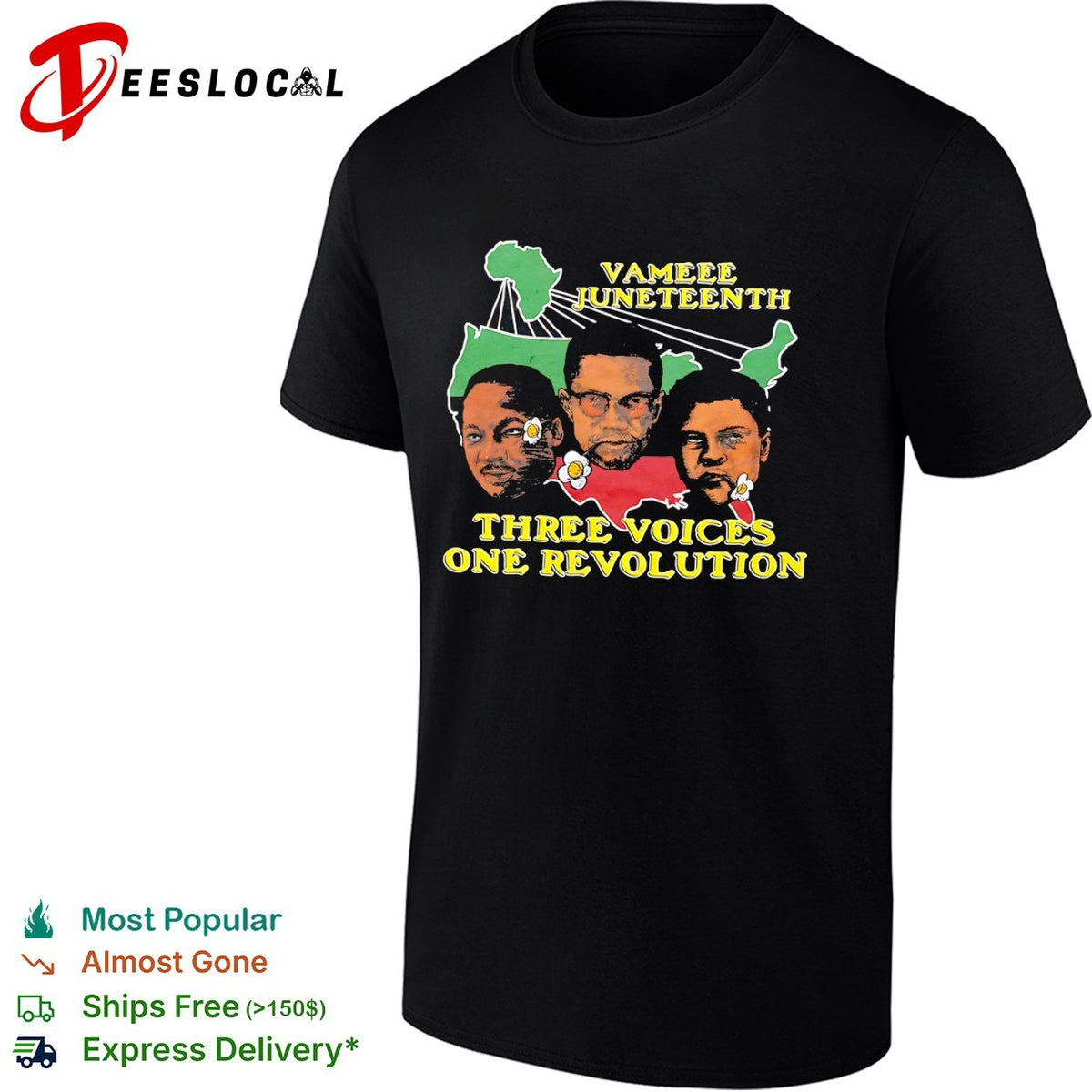 Martin Luther King Jr Malcolm X Muhammad Ali Vameee Juneteenth Three Voices One shirt