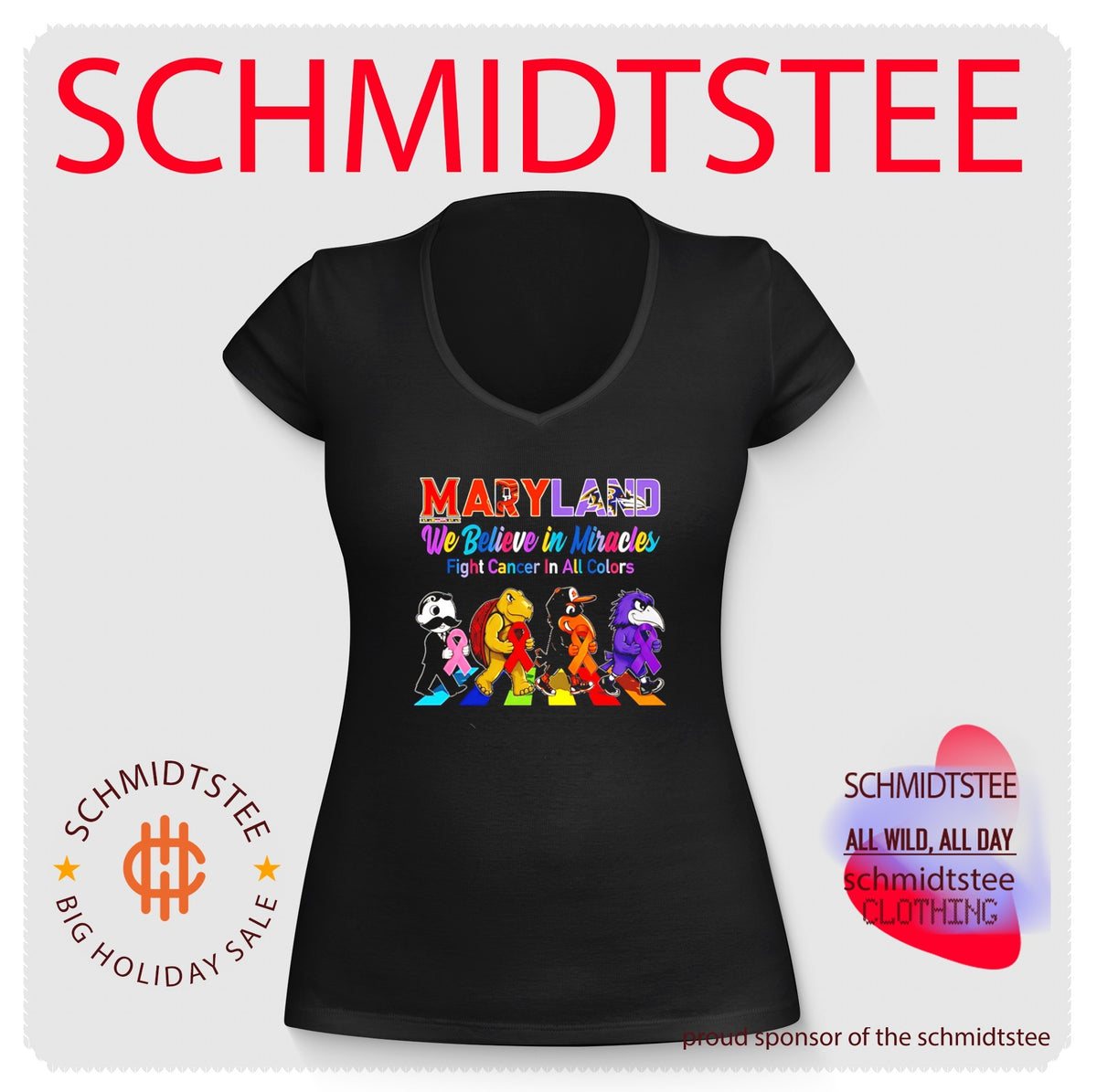 Maryland Sports We believe in Miracles fight cancer on all color abbey road shirt