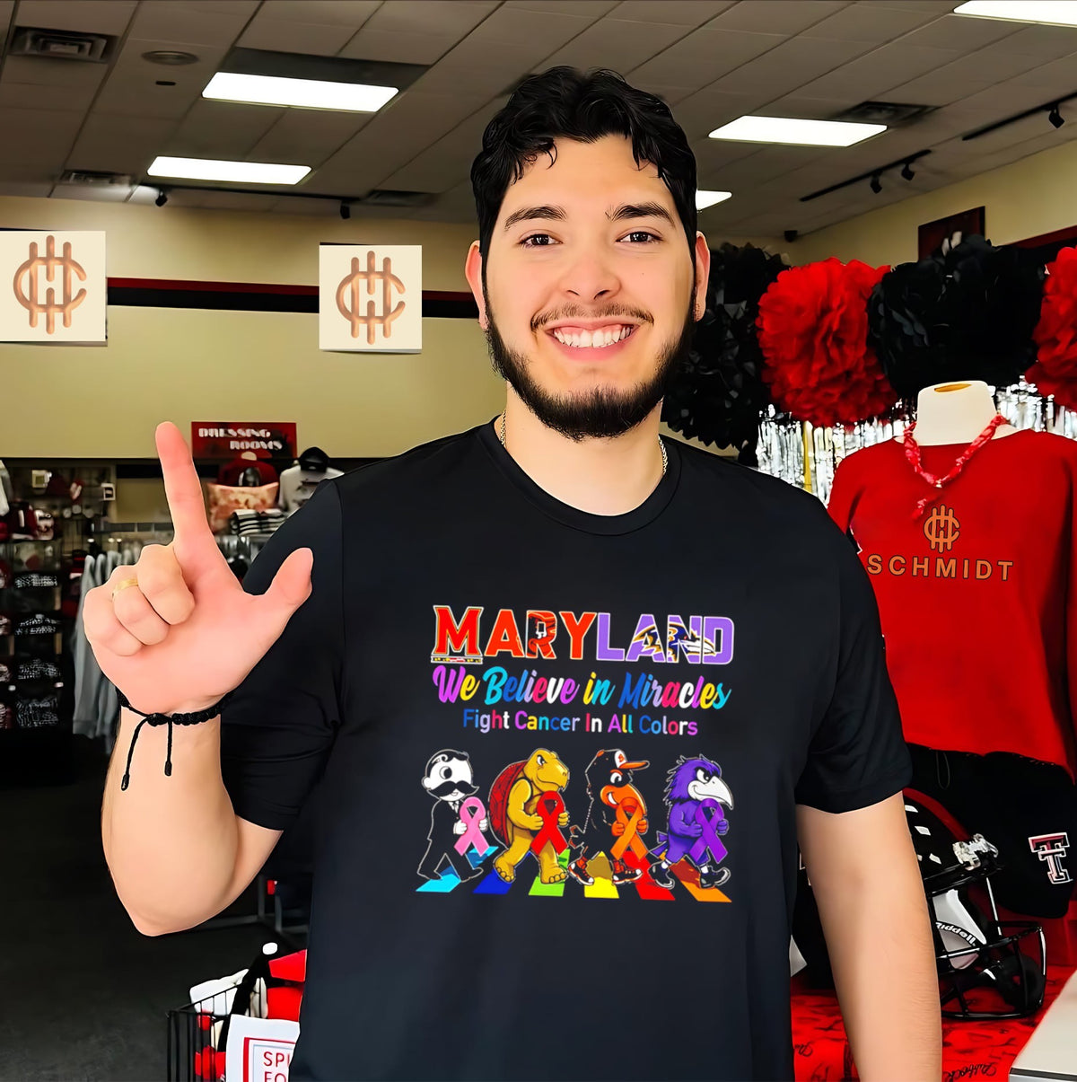 Maryland Sports We believe in Miracles fight cancer on all color abbey road shirt