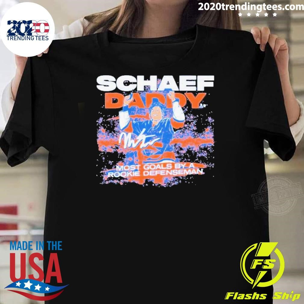 Matthew Schaefer Most goals by a Rookie Defenseman NHLPA Signature Shirt