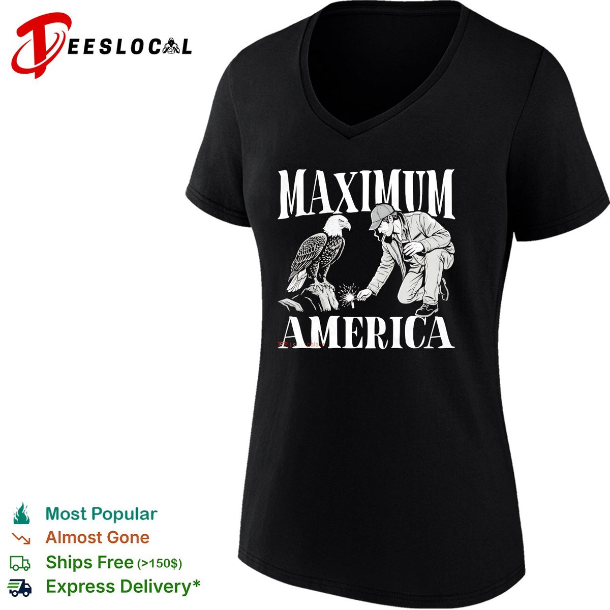 Maximum America bald eagle man lighting firecracker bold patriotic art shirt