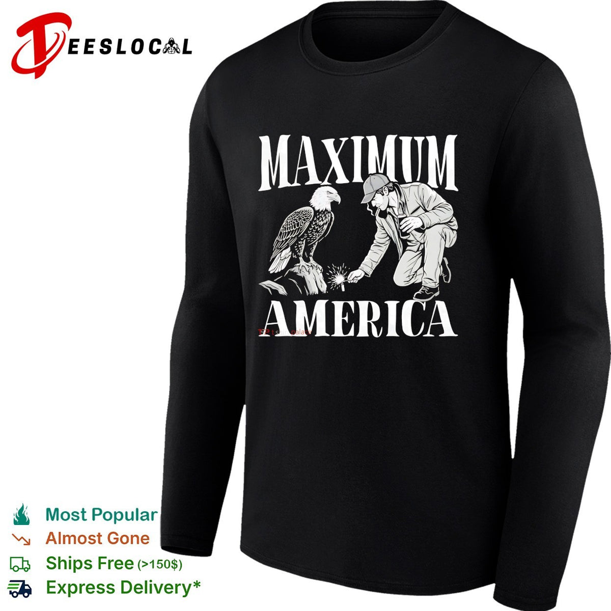 Maximum America bald eagle man lighting firecracker bold patriotic art shirt