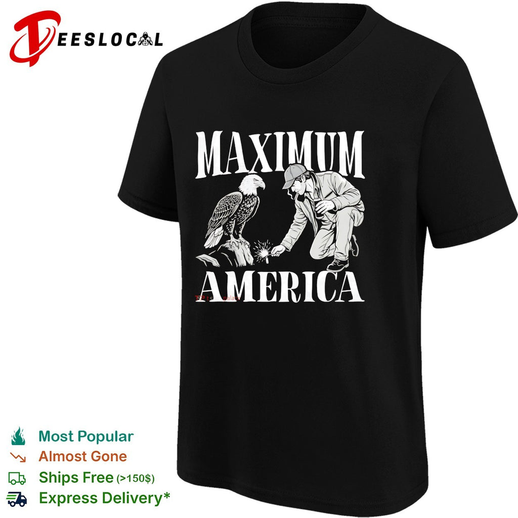 Maximum America bald eagle man lighting firecracker bold patriotic art shirt