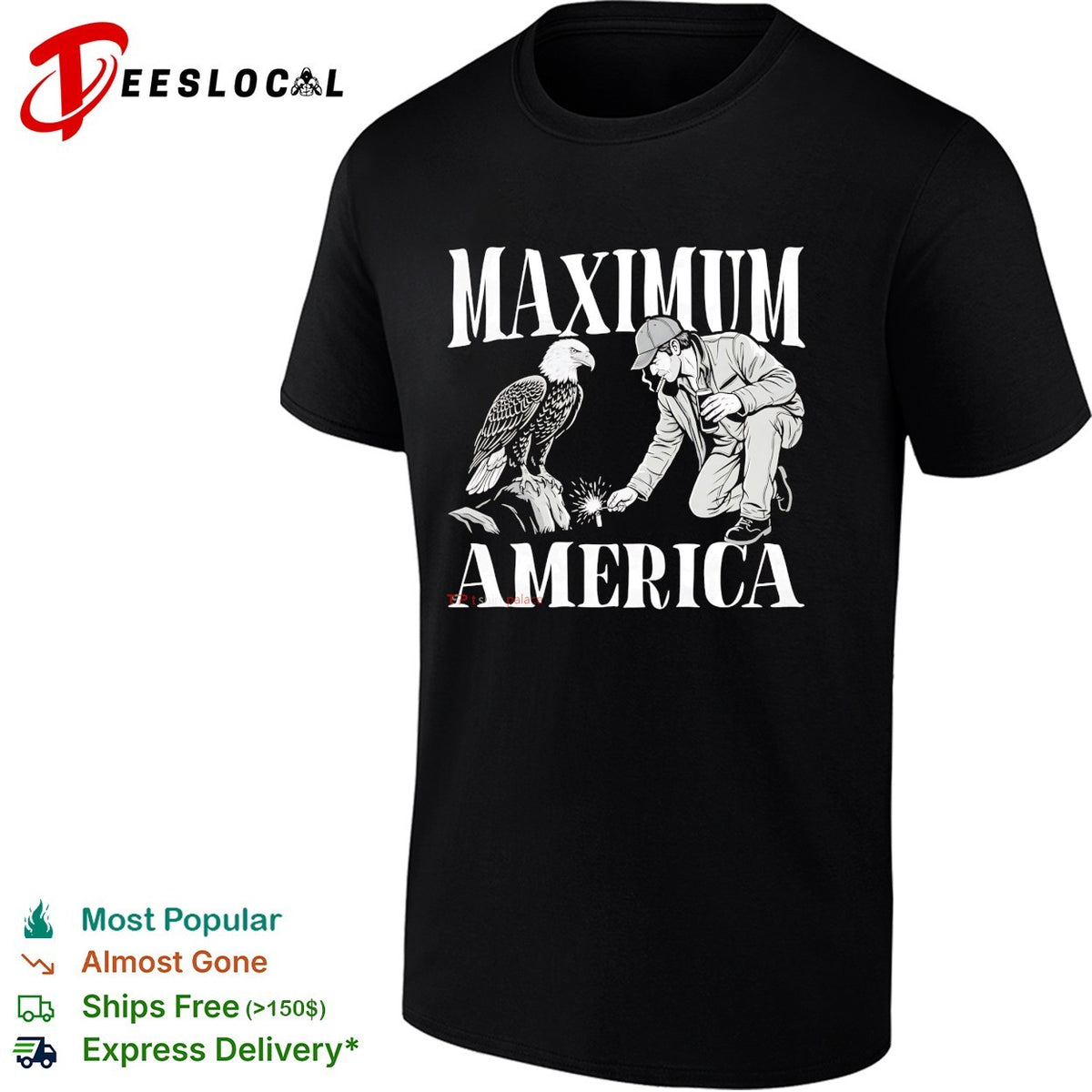 Maximum America bald eagle man lighting firecracker bold patriotic art shirt