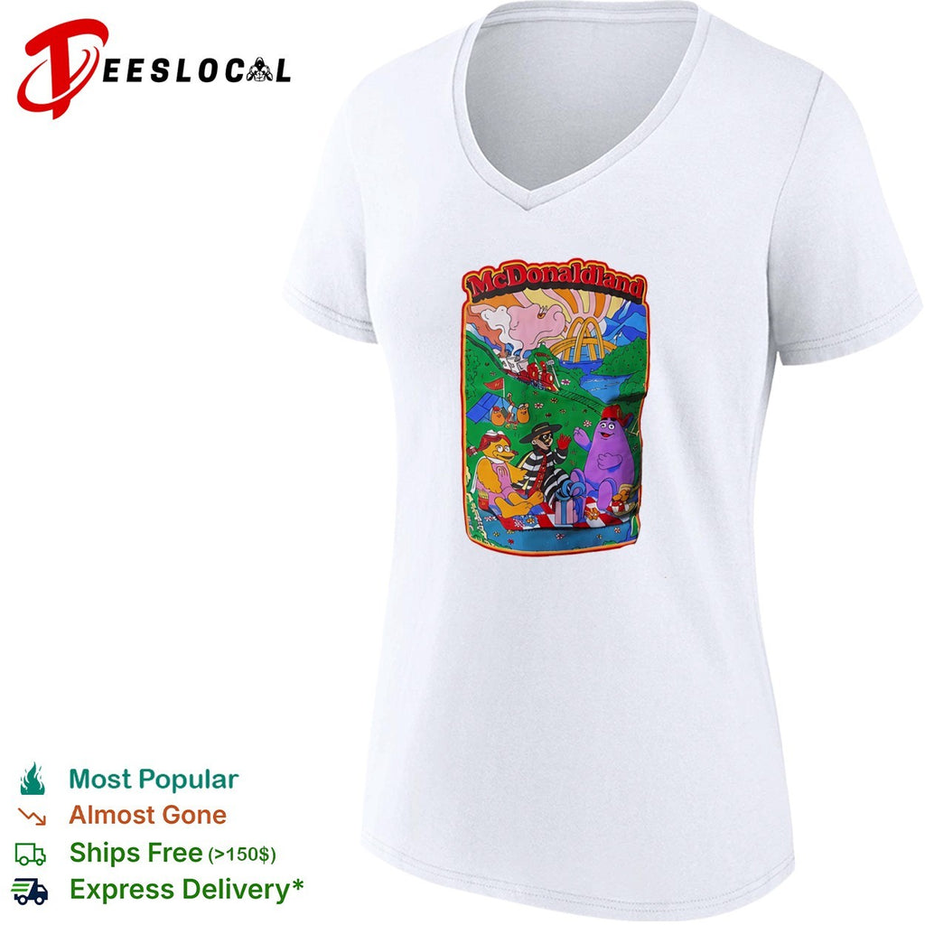 McDonaldland picnic characters Hamburglar Grimace Birdie McDonaldland train shirt
