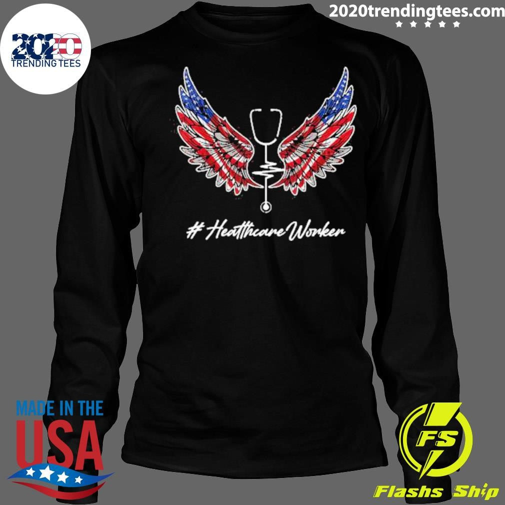 Medical Stethoscope American Flag Wings Healthcare Worker Shirt
