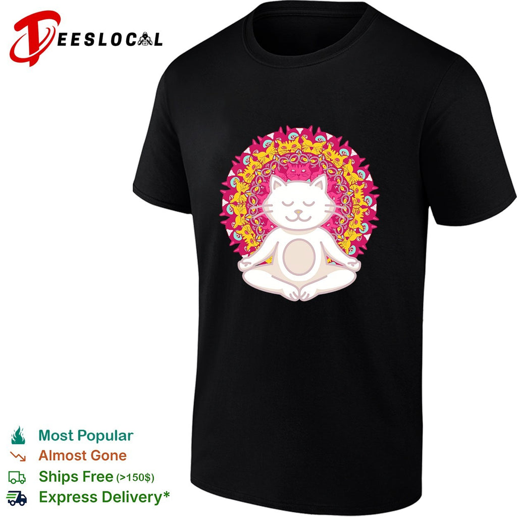 Meditation Zen Cat Mandala Yoga Peace Namaste Mindfulness Spiritual Pet Lover shirt
