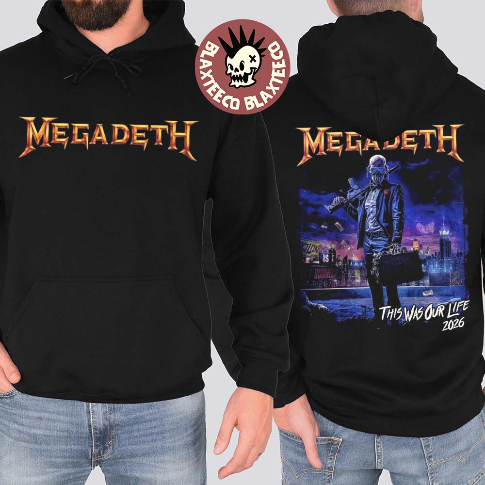 Megadeth This Was Our Life 2026 Latin America Tour Merch Gangster Vic Two Sided T-Shirt Hoodie