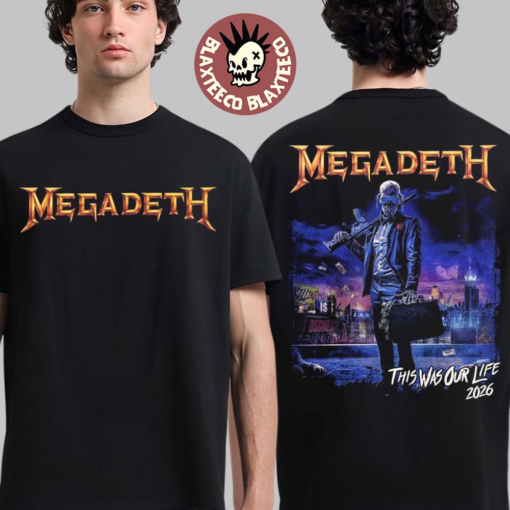 Megadeth This Was Our Life 2026 Latin America Tour Merch Gangster Vic Two Sided T-Shirt Hoodie