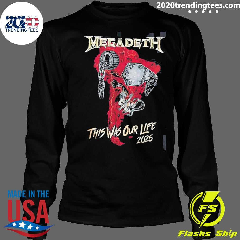 Megadeth This Was Our Life 2026 Latin America Tour Merch Red Vic Rattlehead Metal Collapse With Dates Back Shirt