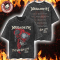 Megadeth This Was Our Life 2026 Latin America Tour Merch Red Vic Rattlehead Metal Collapse With Dates Back Retro Washed Tee