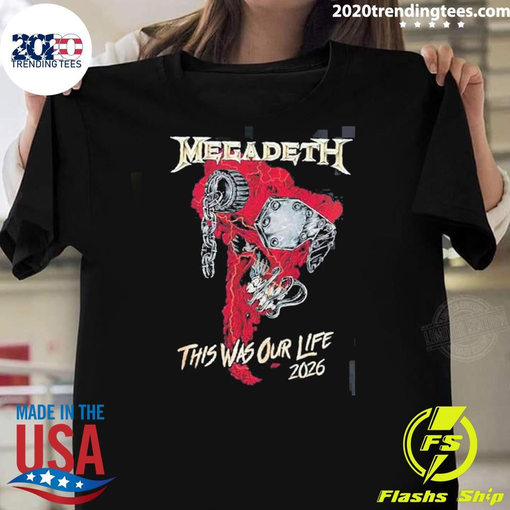 Megadeth This Was Our Life 2026 Latin America Tour Merch Red Vic Rattlehead Metal Collapse With Dates Back Shirt