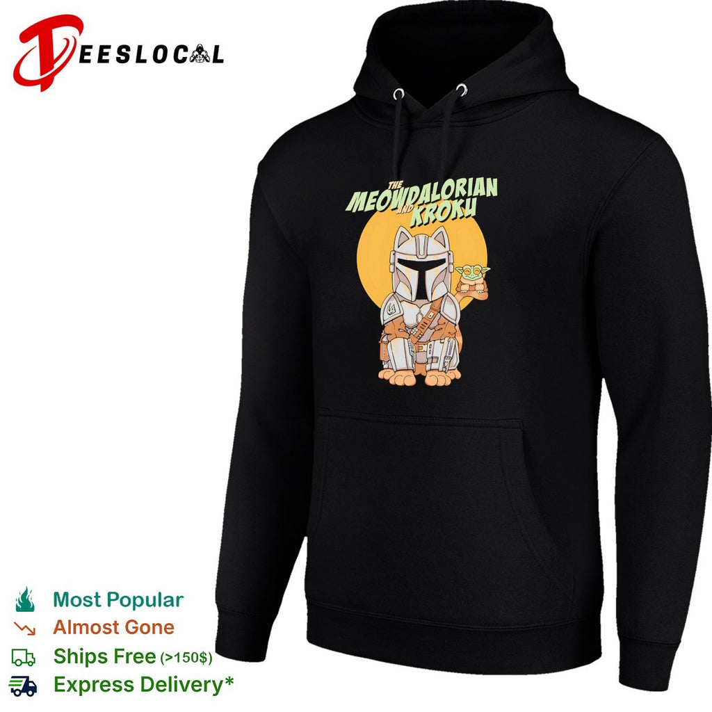 Meowdalorian and Kroku a cat bounty hunter and his frog foundling shirt