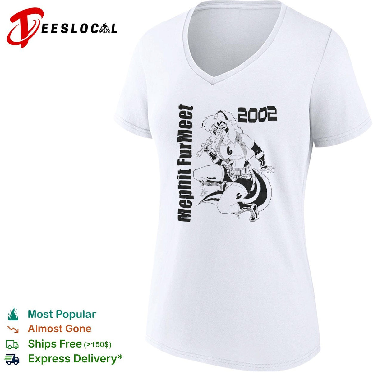 Mephit Fur Meet 2002 Skunk Character Singing Microphone Mascot Memphis Furry shirt
