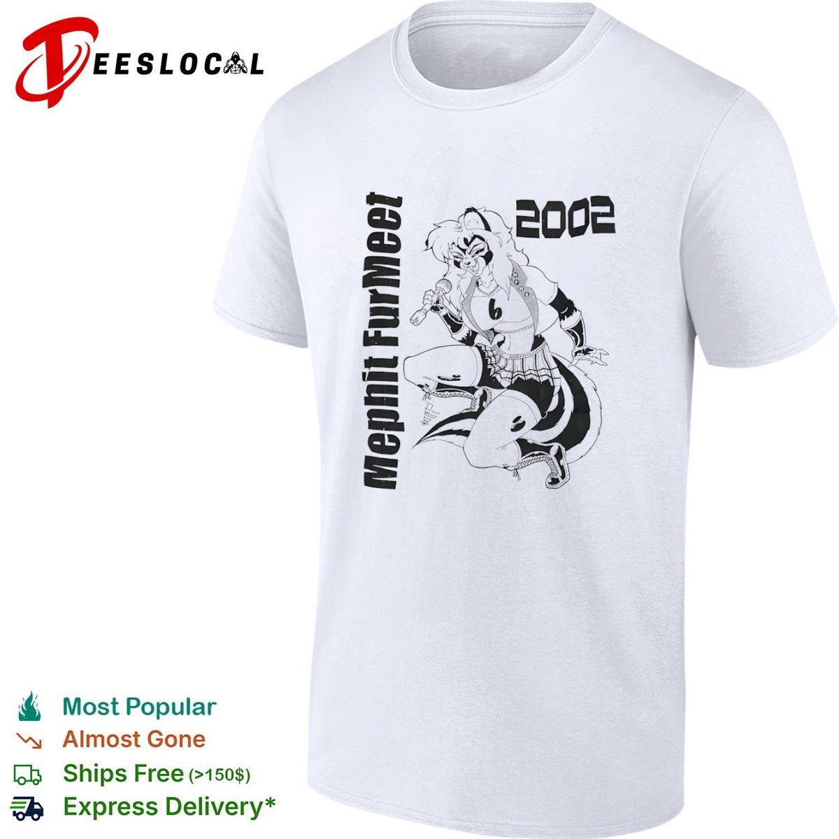 Mephit Fur Meet 2002 Skunk Character Singing Microphone Mascot Memphis Furry shirt