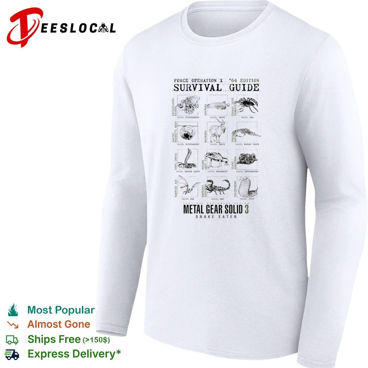 Metal Gear Solid 3 Snake Eater Force Operation X 64 Edition Survival Guide shirt