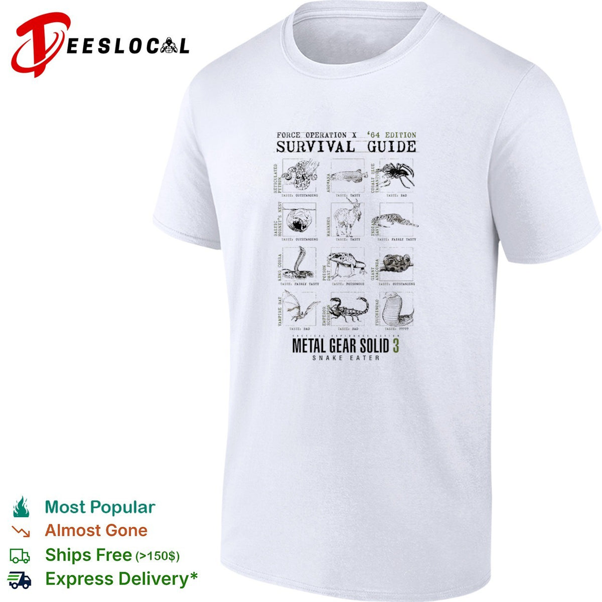 Metal Gear Solid 3 Snake Eater Force Operation X 64 Edition Survival Guide shirt