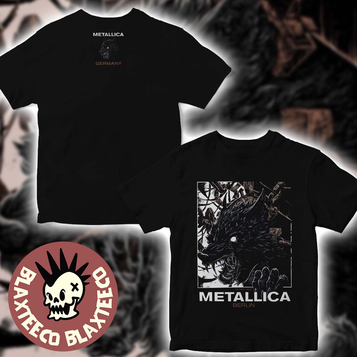 Metallica M72 Berlin Germany 2026 Pop Up Shop Merch Tee At Olympiastadion On 30 May 2026 The Wolf Art Two Sided T-Shirt