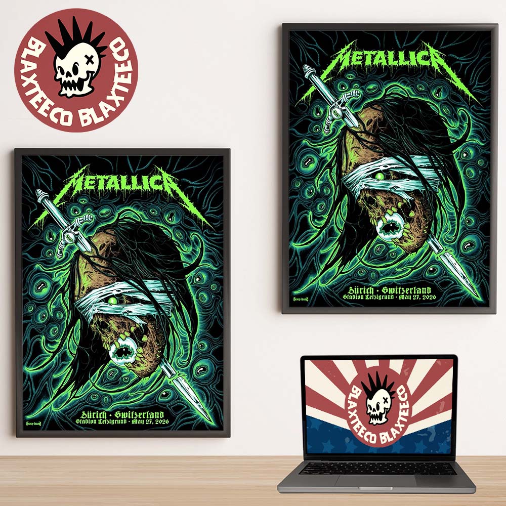 Metallica M72 Zurich 2026 Pop Up Shop Merch Poster In Zurich Switzerland At Stadion Letzigrund On May 27 2026 The Zombie Head Poster Canvas