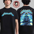 Metallica Ride The Lightning Artwork By Luke Preece Australia M72 Tour Exclusive Art Skeleton On The Electric Chair Two Sided T-Shirt