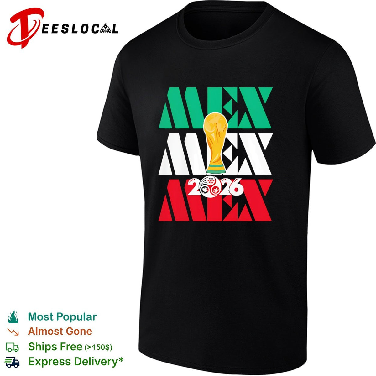 Mexico 2026 World Cup FIFA Football Soccer Trophy Logoshirt