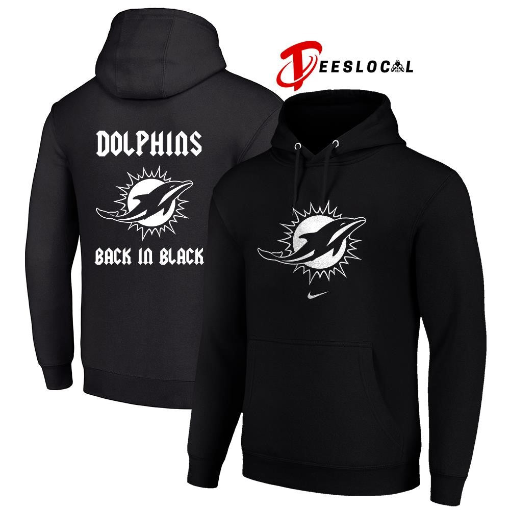 Miami Dolphins back in black logo shirt