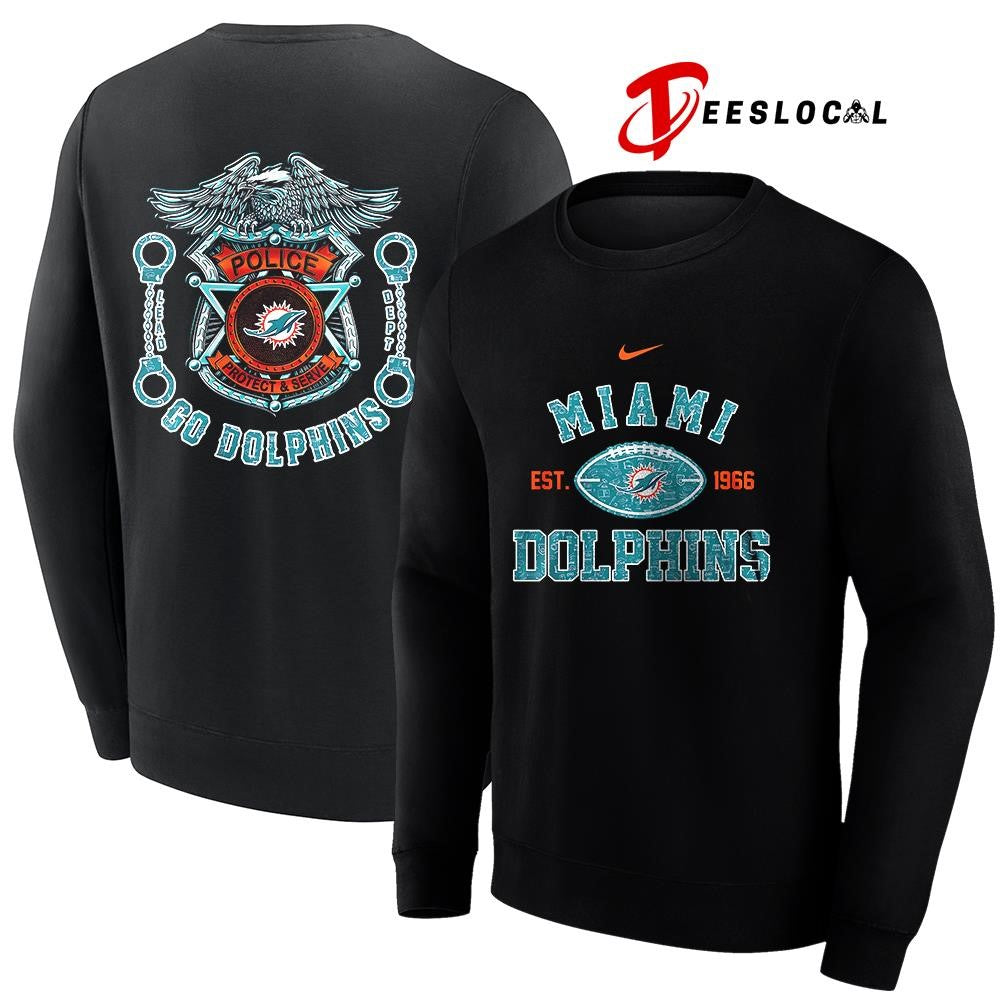Miami Dolphins law enforcement tribute protect and serve logo shirt