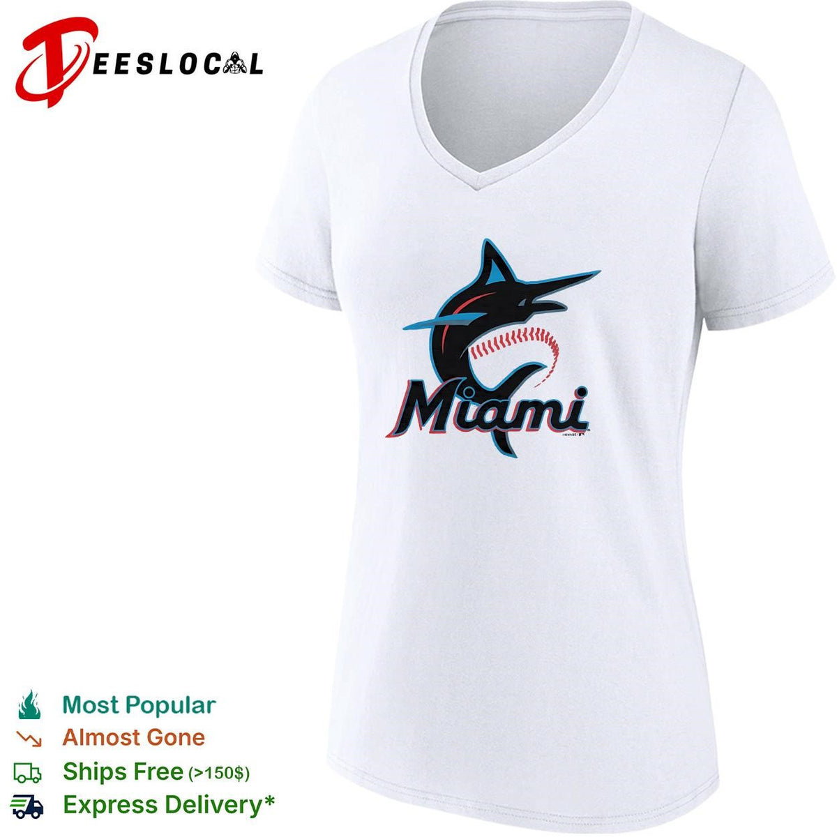 Miami Marlins marlin leaping fish script logo shirt