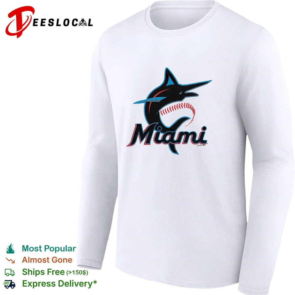 Miami Marlins marlin leaping fish script logo shirt