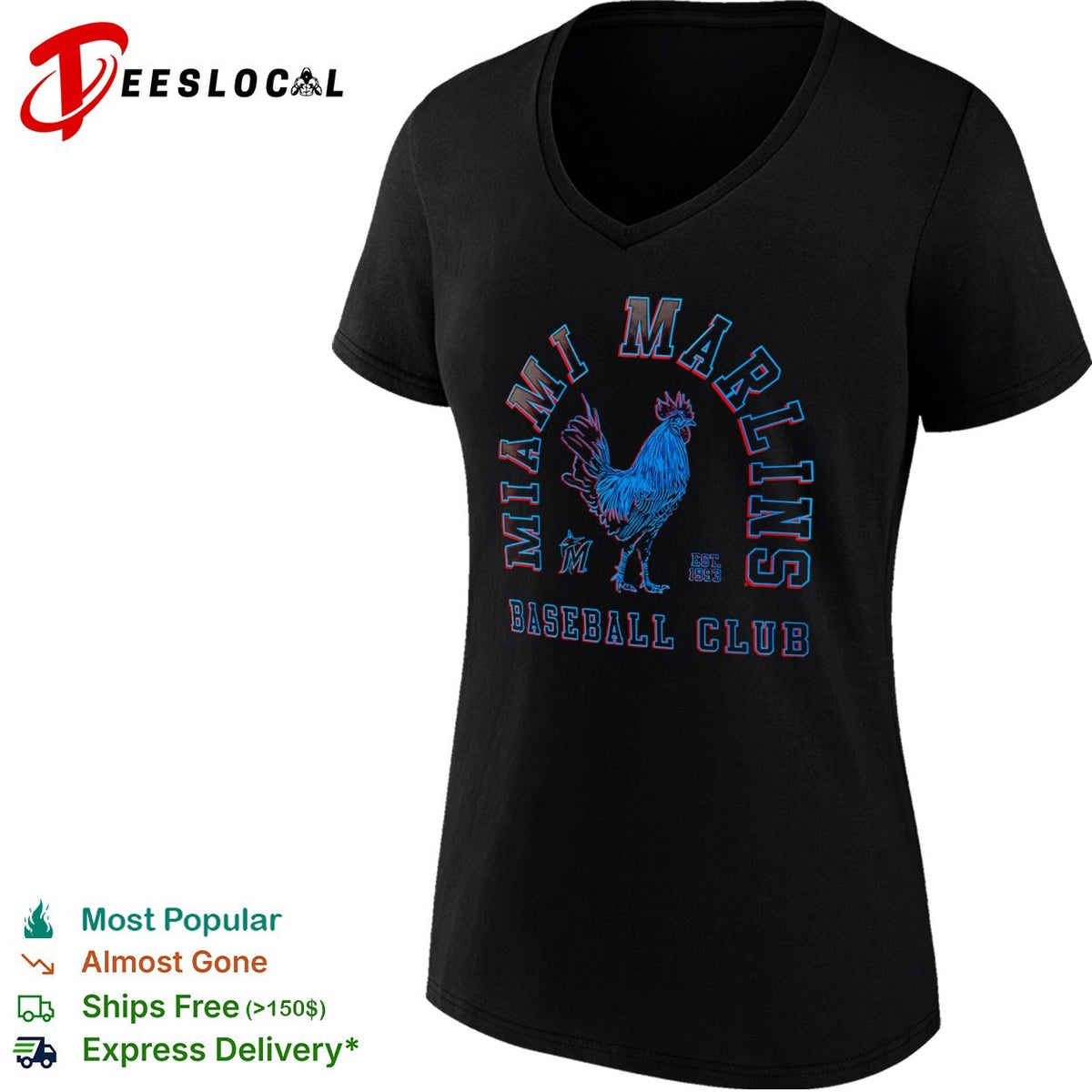 Miami Marlins rooster baseball club est 1993 shirt