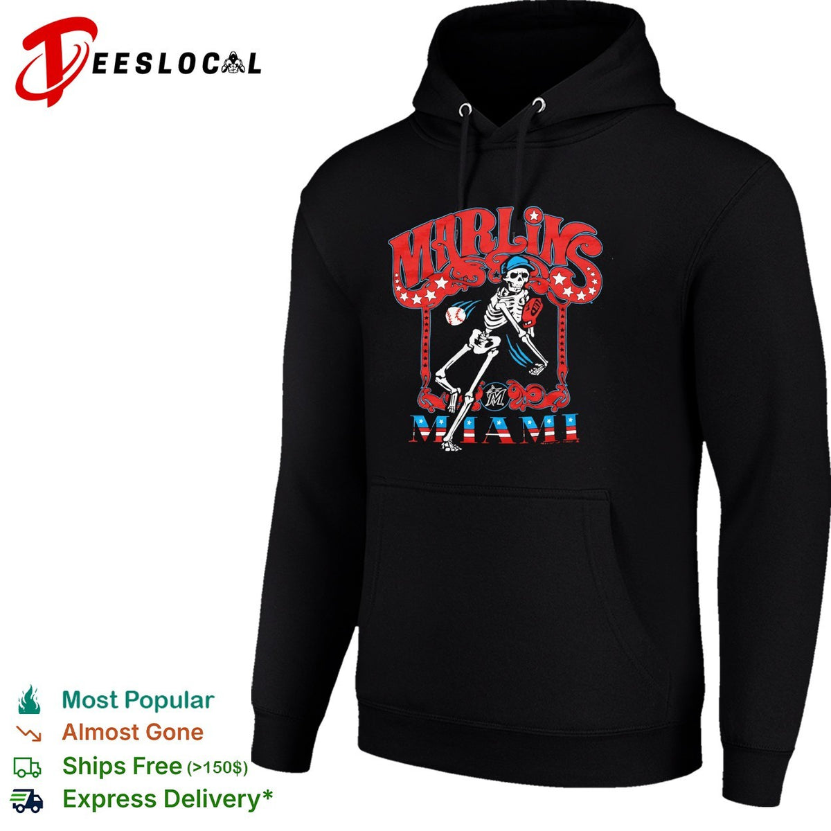 Miami Marlins x Grateful Dead skeleton MLB graphic shirt