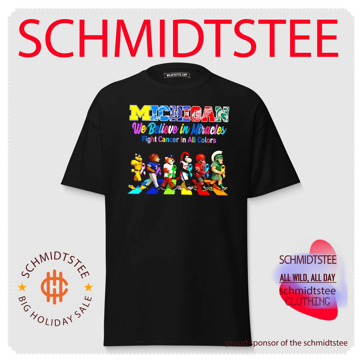 Michigan Sports We believe in Miracles fight cancer on all colors abbey road shirt