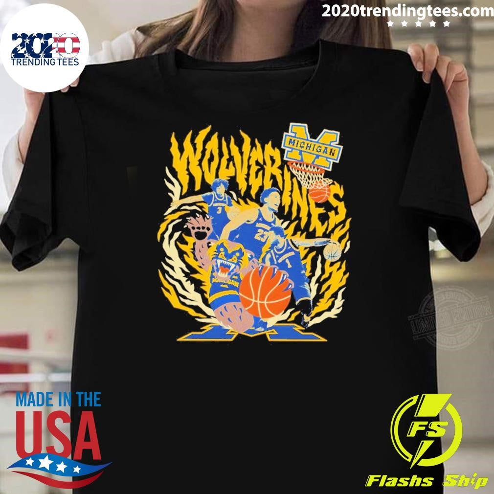 Michigan Wolverines Basketball Players Bear Mascot Ncaa Final Four 2026 Shirt