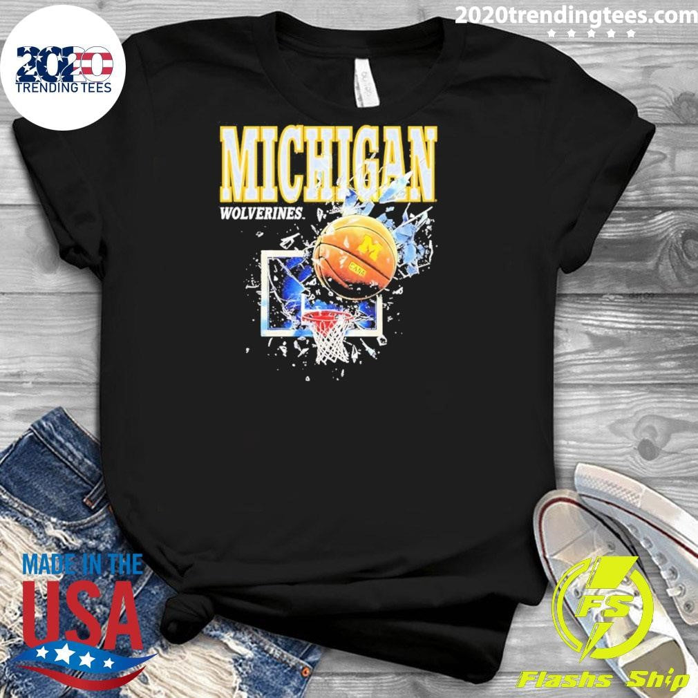 Michigan Wolverines Basketball Shattered Backboard Vintage Shirt