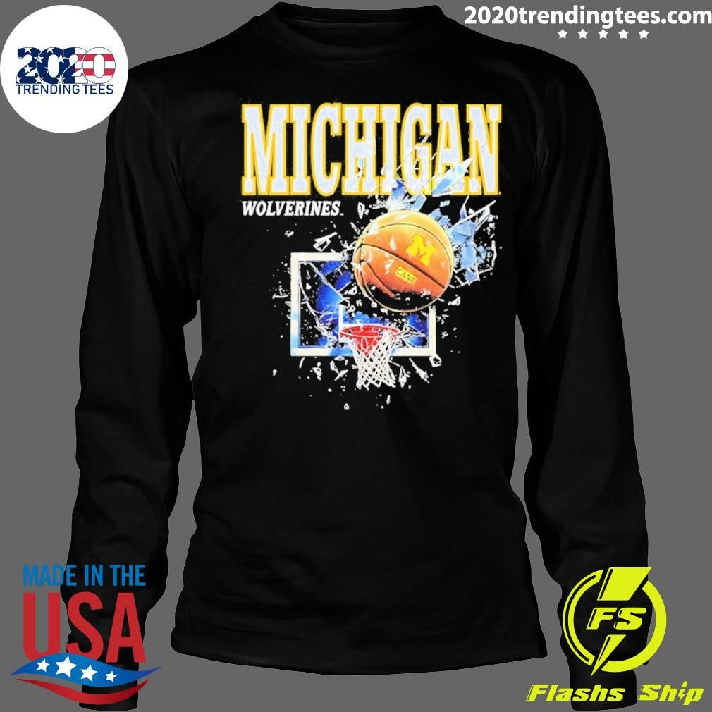 Michigan Wolverines Basketball Shattered Backboard Vintage Shirt