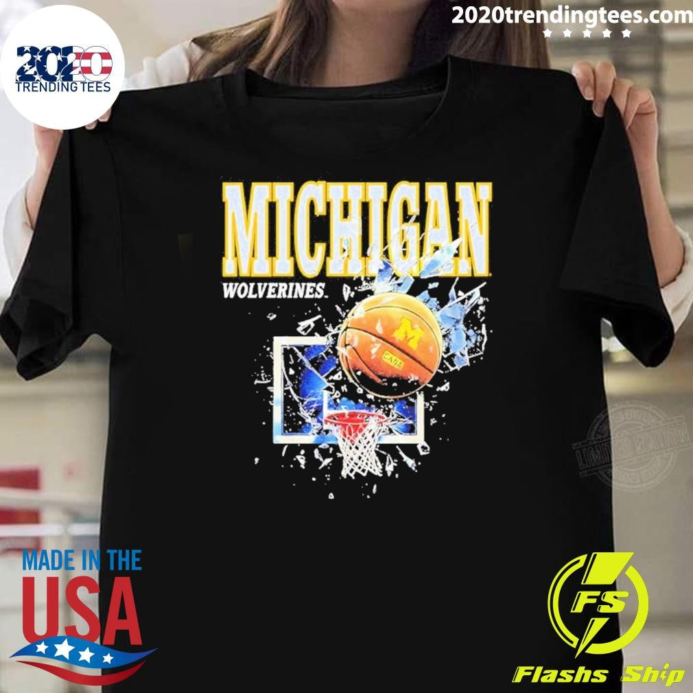 Michigan Wolverines Basketball Shattered Backboard Vintage Shirt