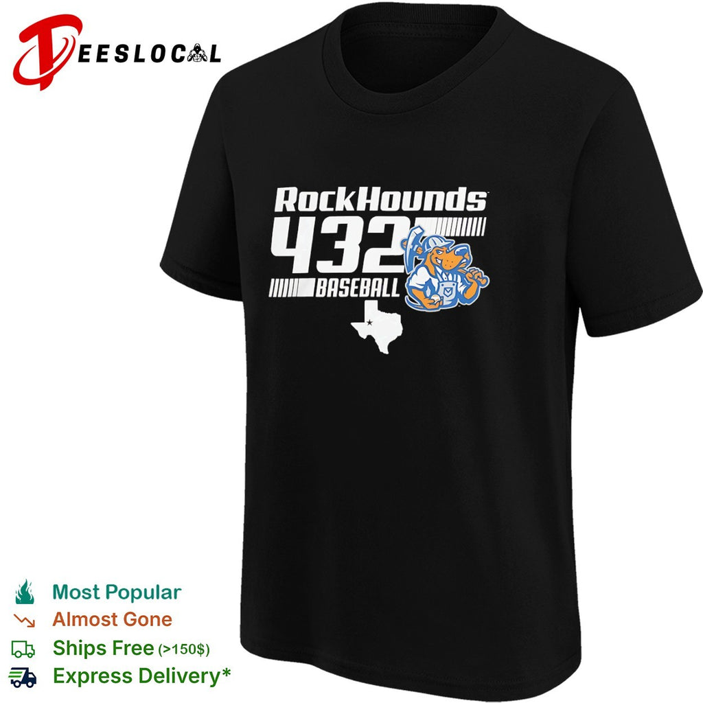 Midland RockHounds 432 Baseball Texas Map Mascot shirt
