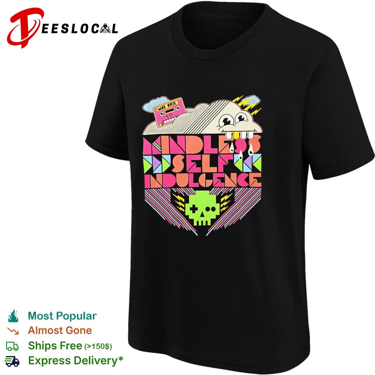 Mindless Self Indulgence MSI sux retro 8 bit pixel skull band shirt