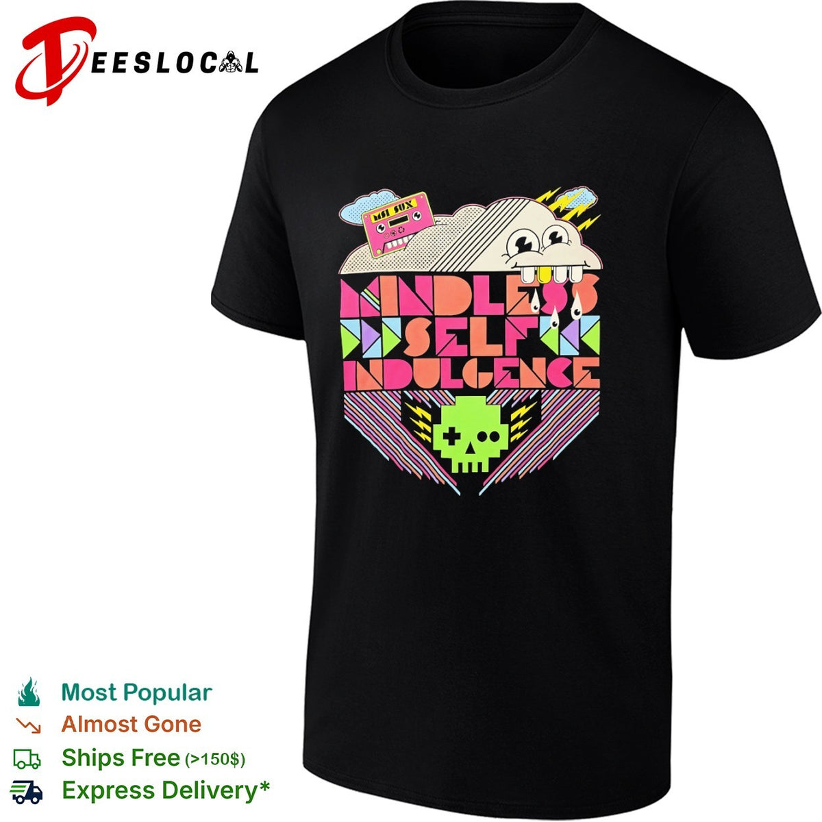 Mindless Self Indulgence MSI sux retro 8 bit pixel skull band shirt