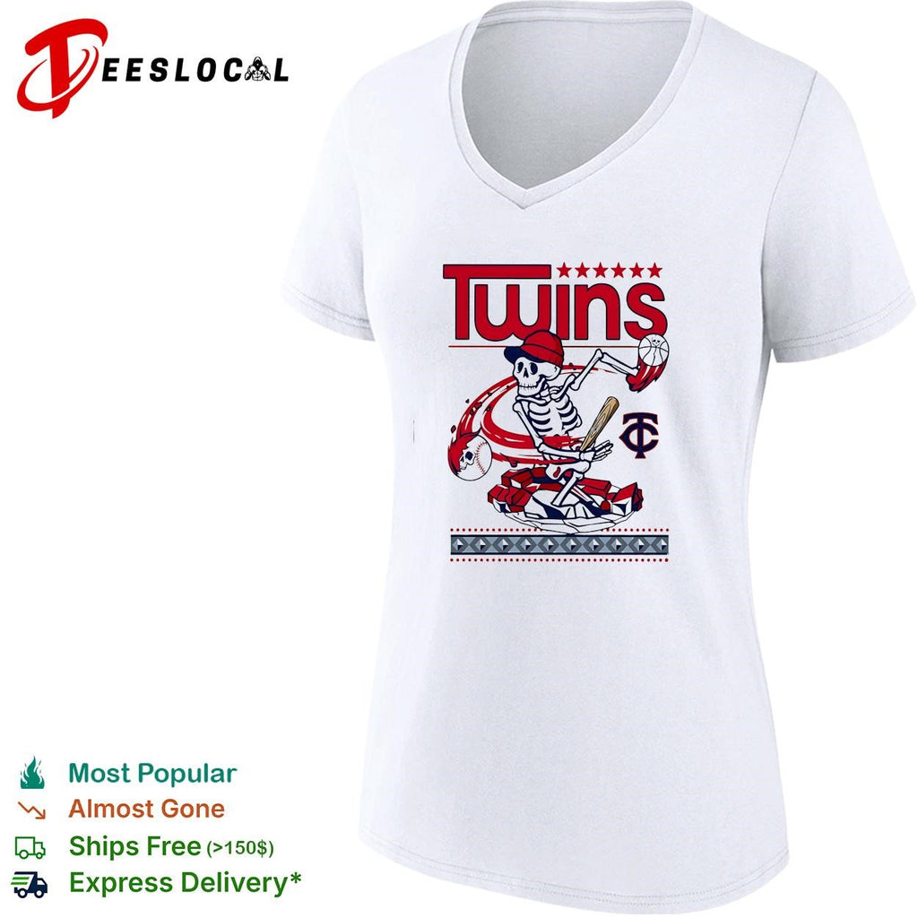 Minnesota Twins skeleton baseball player batting vintage art shirt