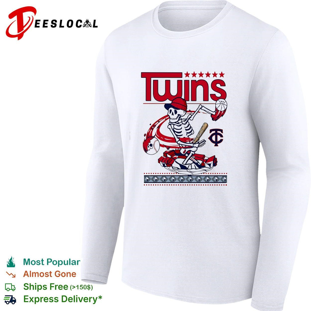 Minnesota Twins skeleton baseball player batting vintage art shirt