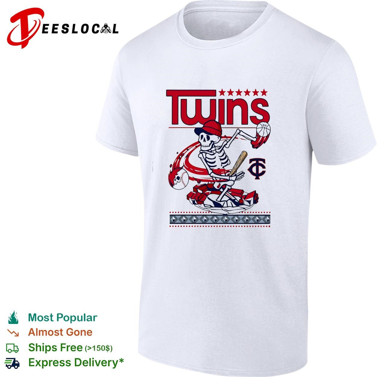 Minnesota Twins skeleton baseball player batting vintage art shirt