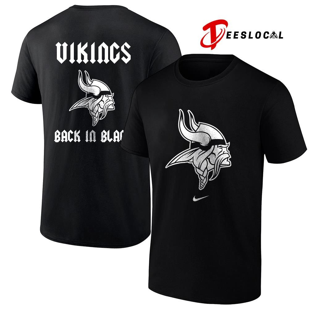 Minnesota Vikings back in black logo shirt
