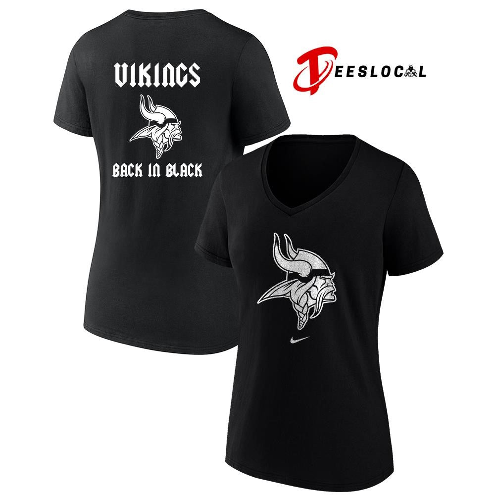 Minnesota Vikings back in black logo shirt