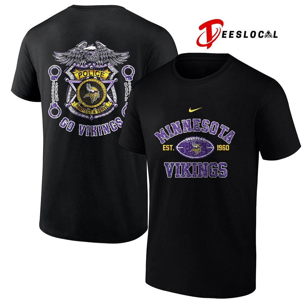 Minnesota Vikings law enforcement tribute protect and serve logo shirt