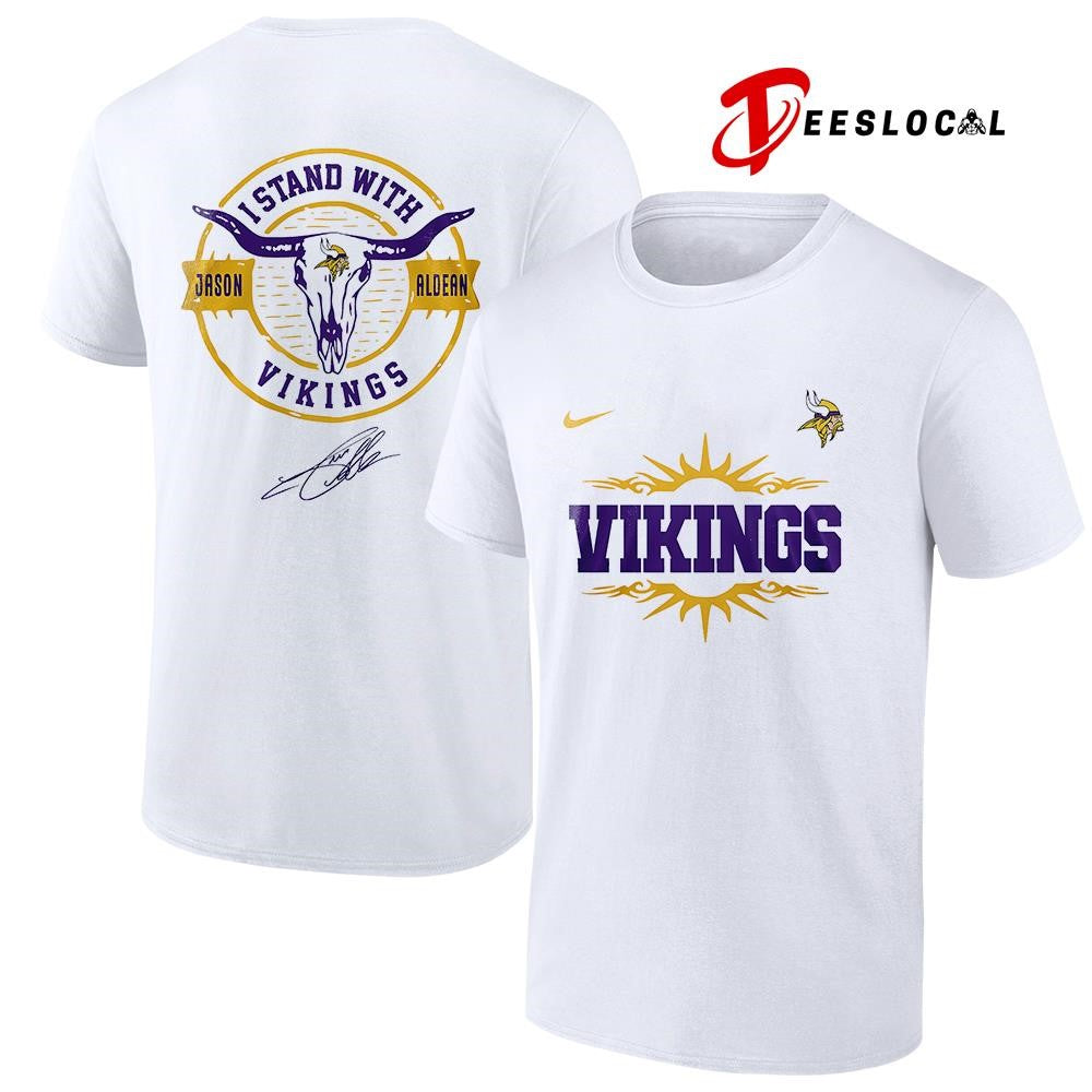 Minnesota Vikings x Jason Aldean I stand signature logo shirt